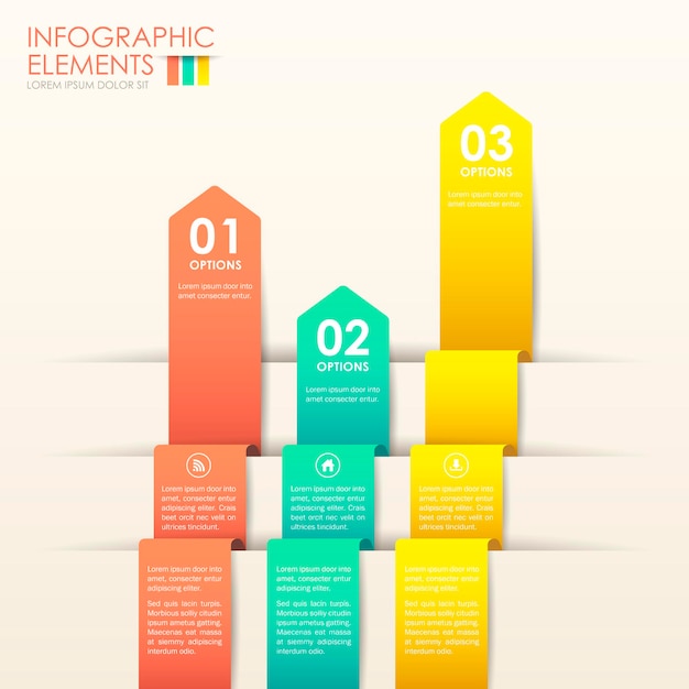 Realistische abstracte 3D-papieren infographic elementen