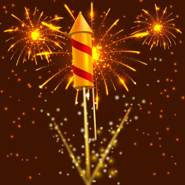 Realistische achtergrondontwerpvector voor vuurwerk