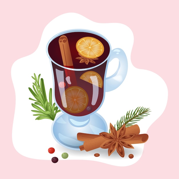 Realistische afbeelding van glühwein kerstdrankje
