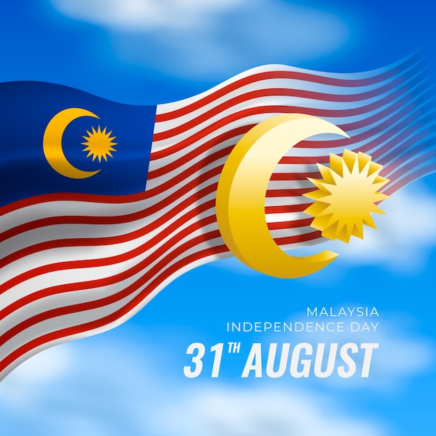 Realistische afbeelding voor de onafhankelijkheidsdag van maleisië