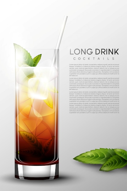 Realistische alcohol longdrink glazen poster