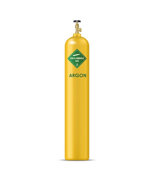 Realistische argongascilinder vector metalen ballon