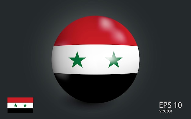 Realistische bal met vlag van Syrië Bol met een reflectie van het incident licht met schaduw