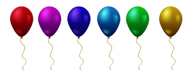 Realistische ballonnen verjaardagsfeestje vieren en carnaval decoratie elementen vector
