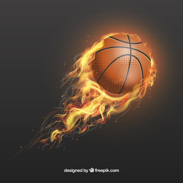 Realistische basketbal op brand