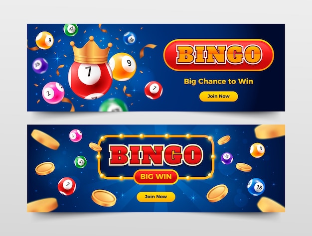 Realistische bingo spelletje banner set