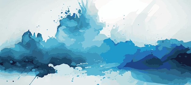 Realistische blauwe aquarel panoramische textuur op witte achtergrond Vector
