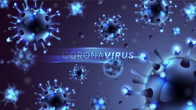 Realistische blauwe Coronavirus achtergrond