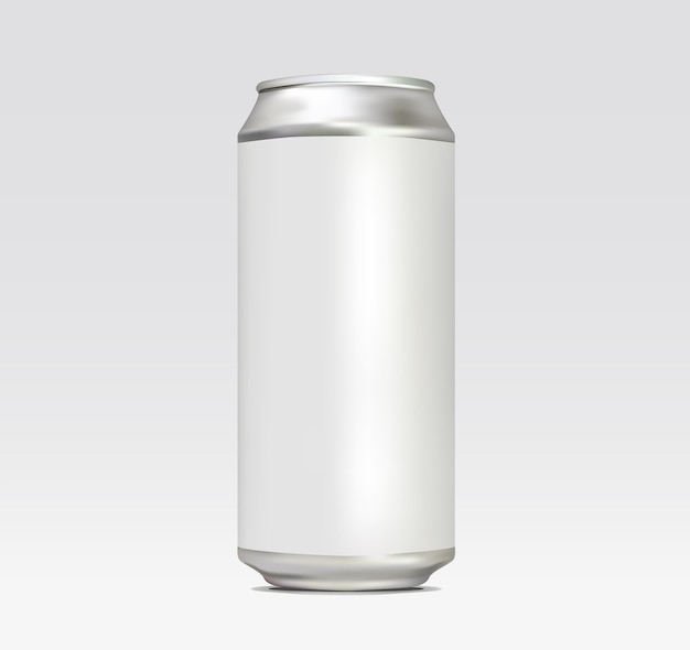 Realistische blik mockup sjabloon mesh illustratie zilveren drank koud drinken bier