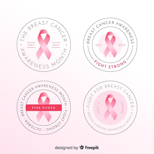 Realistische borstkanker bewustzijn ronde badge collectie