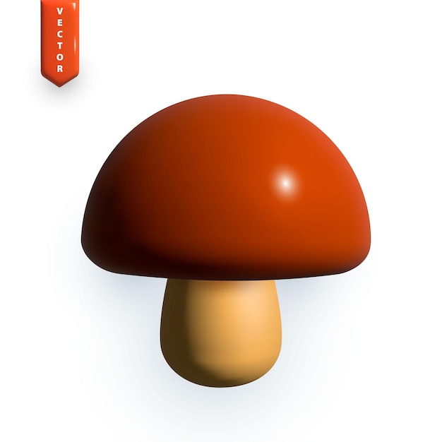 Realistische bos bruine paddestoel 3d illustratie vector