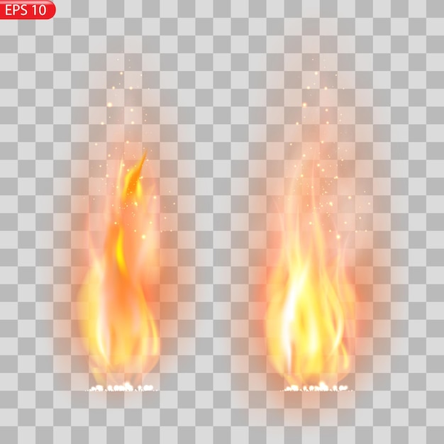 Realistische brandende vlammen vector effect met transparantie voor het ontwerp Trail of fireBurn