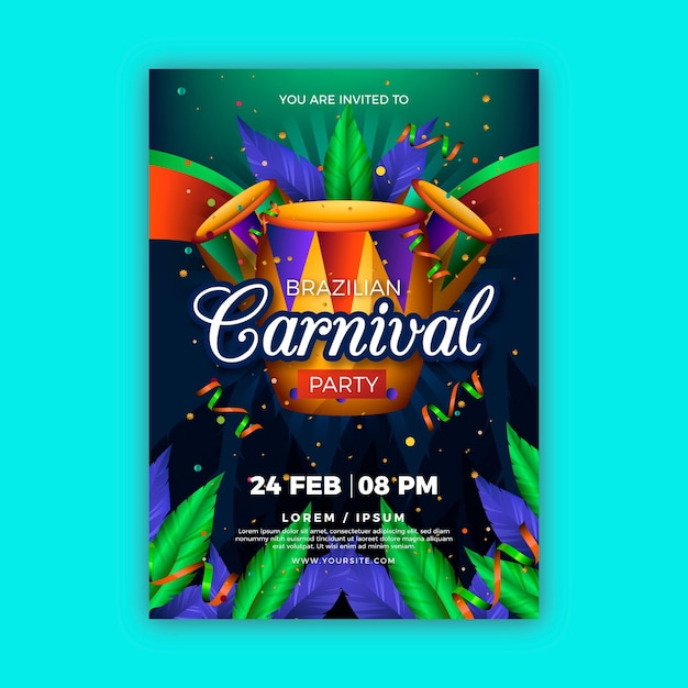 Vector realistische braziliaanse carnaval flyer-sjabloon