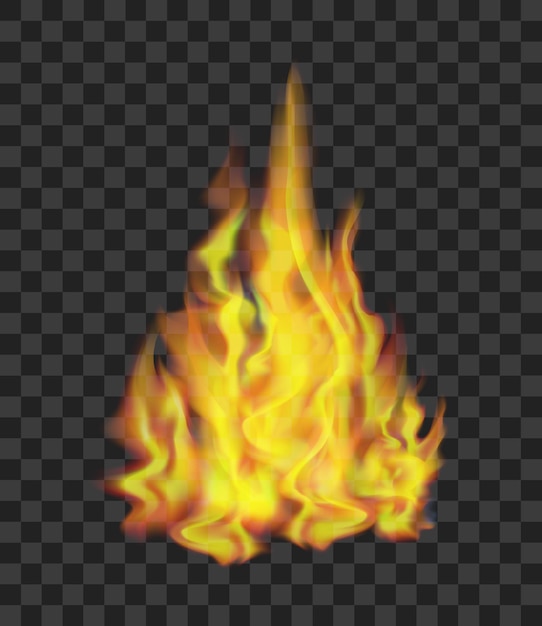 Realistische bright fire flames op transparante achtergrond lichteffect voor webdesign. vector illustratie