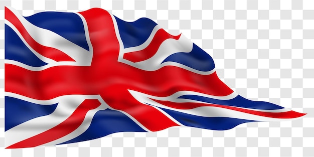 Realistische Britse unie vlaggolf op grijze geruite achtergrond vector