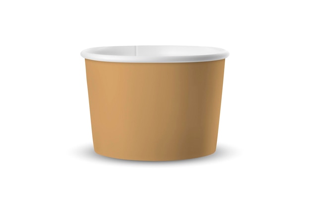 Vector realistische browntub voedsel papier plastic container cup geïsoleerd