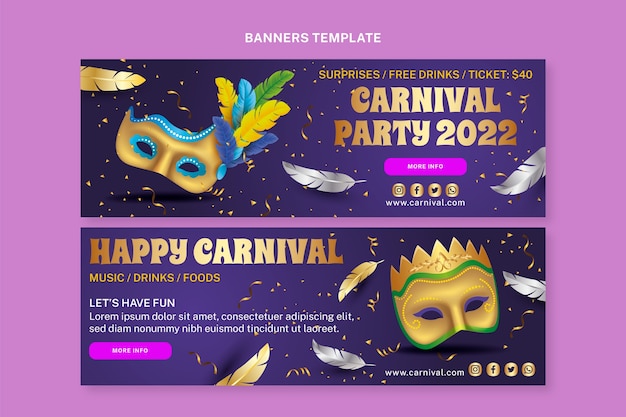 Vector realistische carnaval horizontale banners set