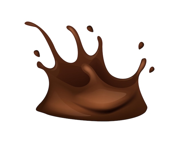 Realistische chocolade corona splash splashing en whirl chocolade vloeistof voor ontwerp vector