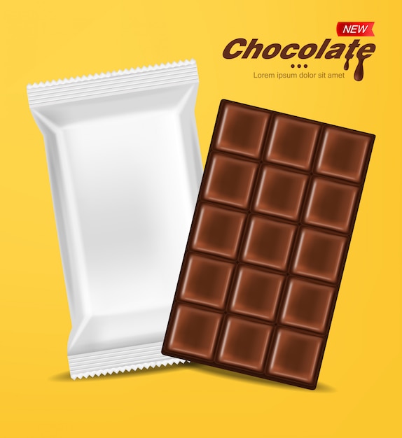 Vector realistische chocolade en wit pakket geïsoleerd, heerlijk dessert, pure chocolade