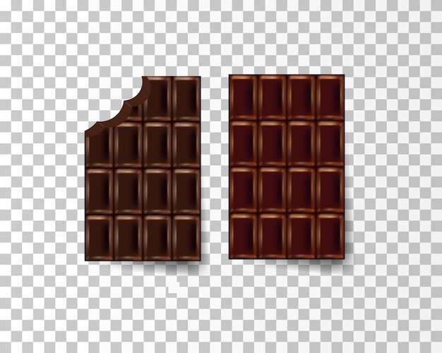 Vector realistische chocolade op de transparante achtergrond