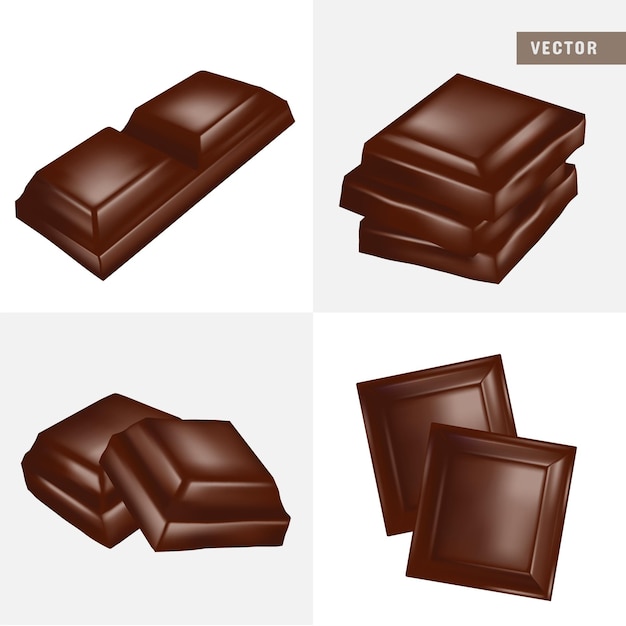 Vector realistische chocoladereepstukken