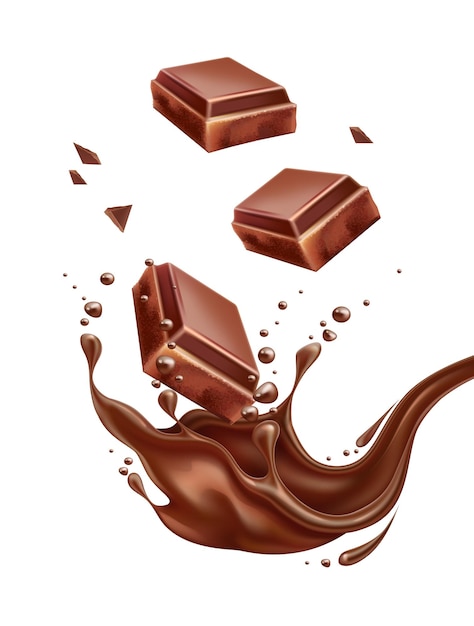 Realistische chocoladestukjes melkchocolade