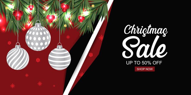 Vector realistische christmas sale banner sjabloon