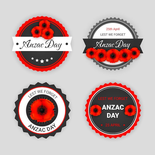 Vector realistische collectie anzac-daglabels