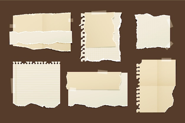 Realistische collectie gescheurd papier