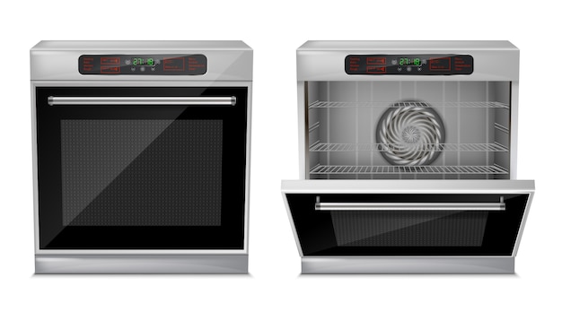 realistische compacte oven met touch-menu, met vooraf ingestelde kookprogramma's