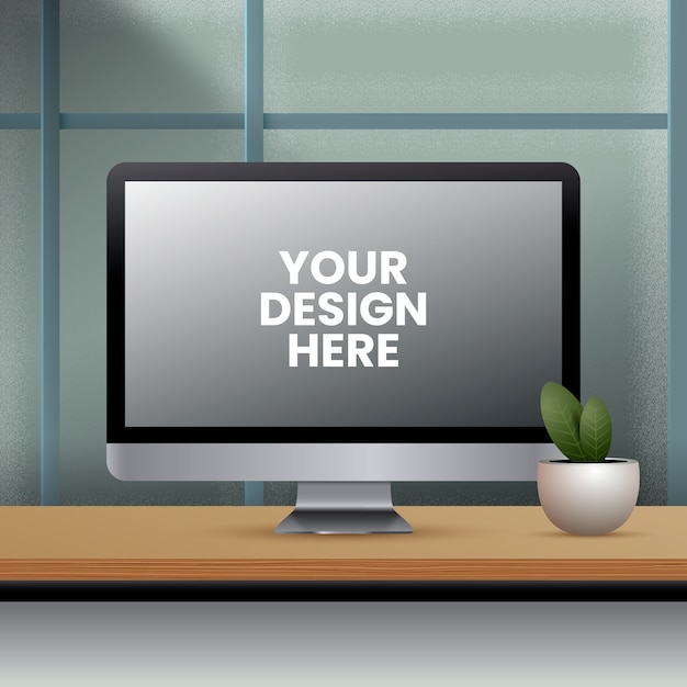 Realistische computer mockup illustratie