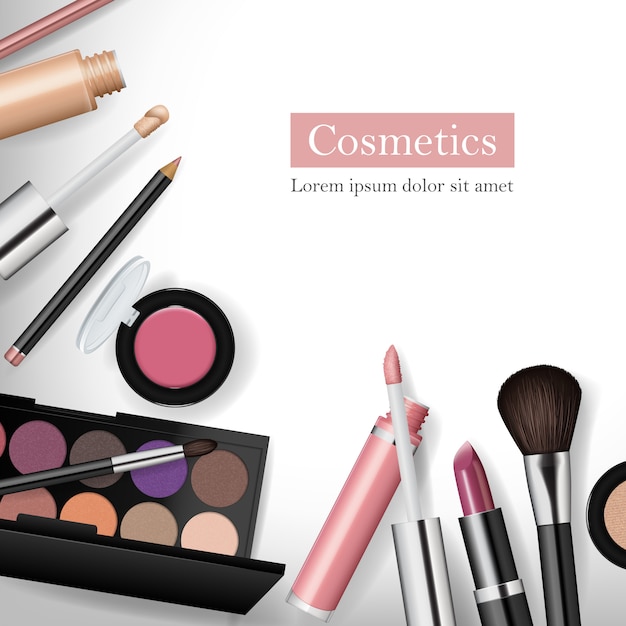 Realistische cosmetische hulpmiddelen mockup set