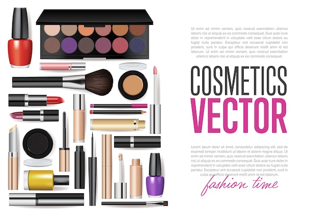 Realistische cosmetische hulpmiddelen mockup set