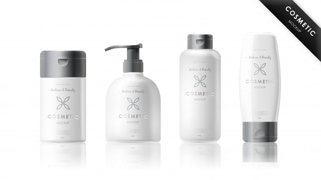 Realistische cosmetische merk mockup set