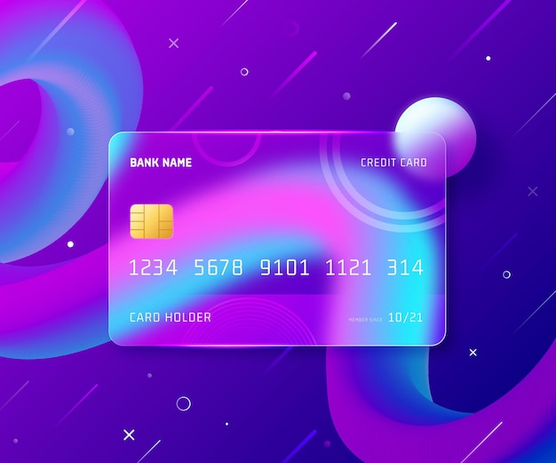 Realistische creditcard met glaseffect