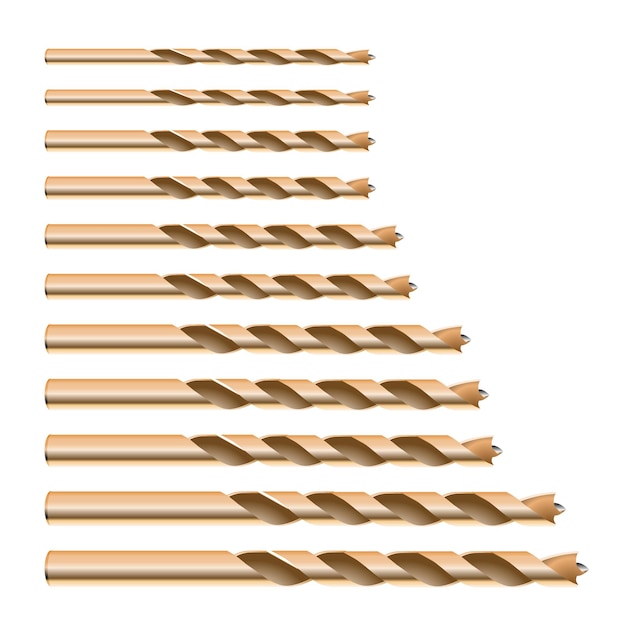 Realistische d gedetailleerde metalen boor voor houtbits set gereedschappen voor bouwwerkzaamheden boorgat