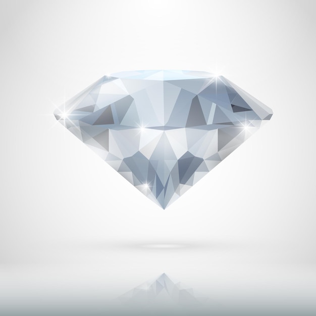 Realistische diamant geïsoleerd op wit
