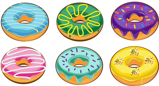 realistische donuts met chocolade topping geïsoleerde kleurrijke donut zoete suiker glazuur gesmolten