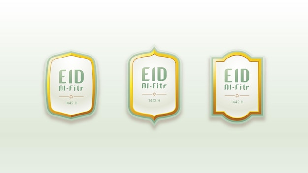 Realistische eid alfitr groeten badges vector