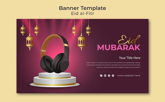 Vector realistische eid alfitr horizontale verkoop webbanner