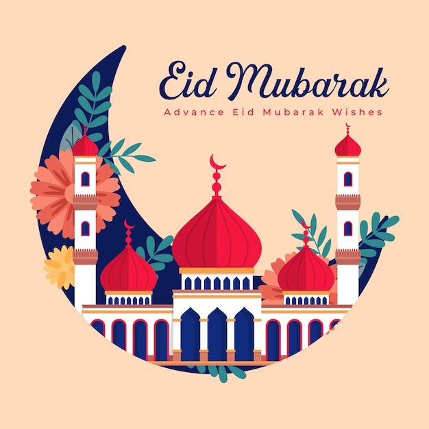 Realistische Eid Mubarak Hari raya aidilfitri-illustratie