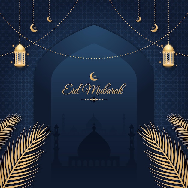 Realistische eid mubarak luxe bannersjabloon