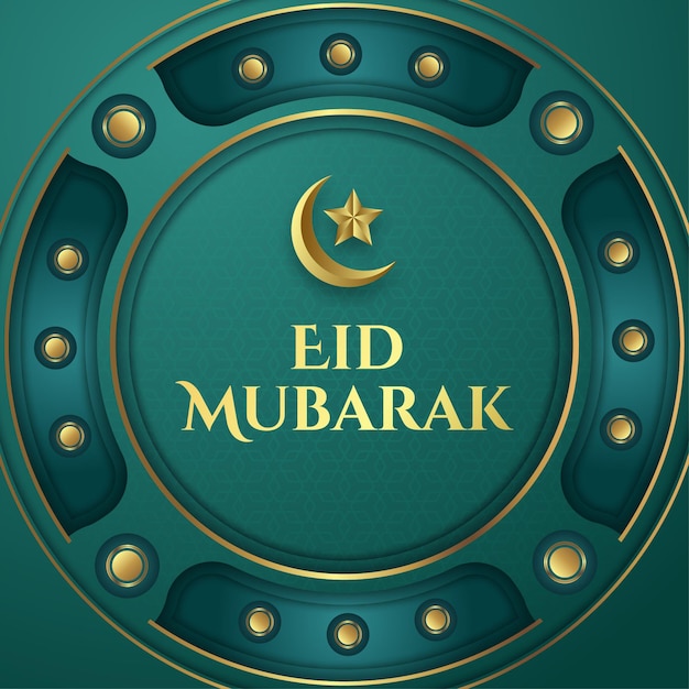 Vector realistische eid mubarak-wenskaart in papieren stijl