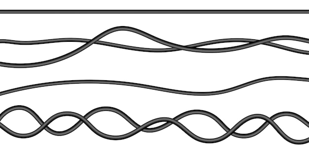 Vector realistische elektrische draden flexibele dikke netwerkkabel computerverbindingsdraden kabelenergie