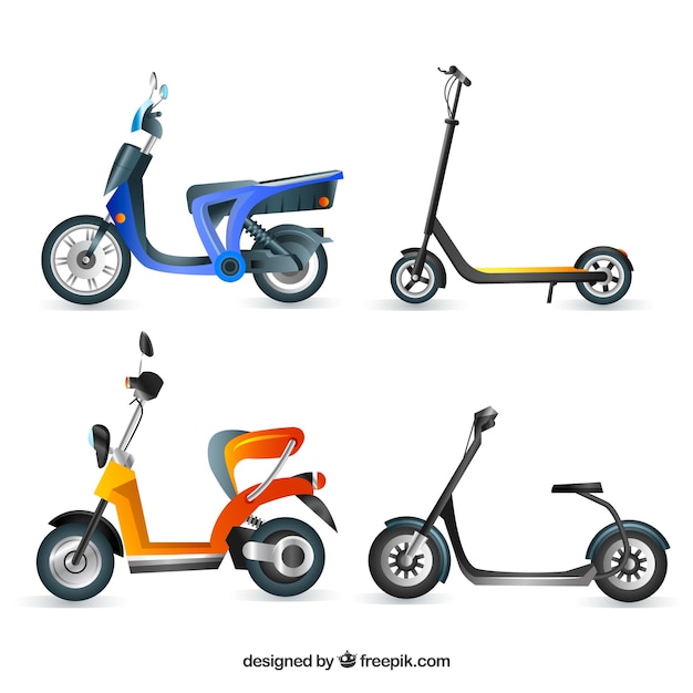 Vector realistische elektrische scooter collectie