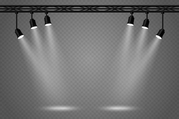 Realistische en schitterende verlichting van het podium en studio spotlight licht