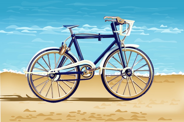 Realistische fiets op de strandkaart