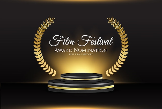 Realistische film awards illustratie met met award trofee
