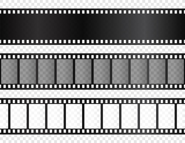 Realistische filmstrips collectie Oude retro cinema filmstrips Vector illustratie Video opname