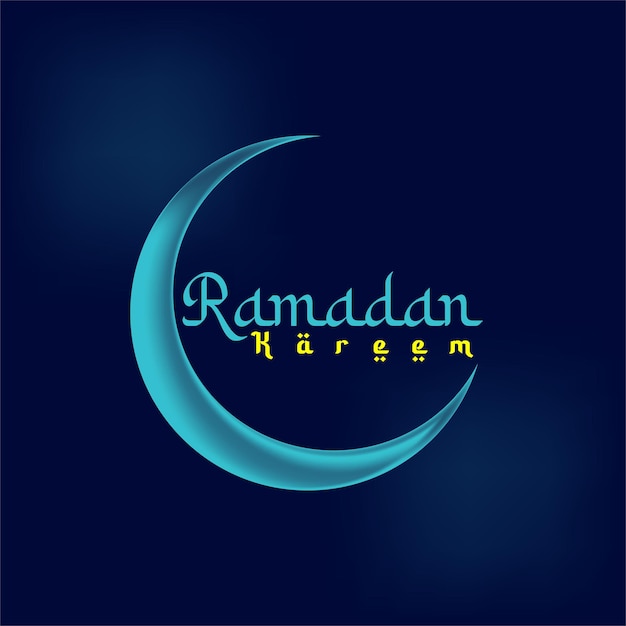 Realistische Flat Ramadan Kareem Blauwe achtergrond Gratis Vector